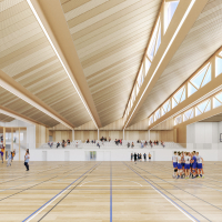 La salle multisport du futur gymnase de l'Aire des Vents - © Engasser + associés / CBS Lifteam
